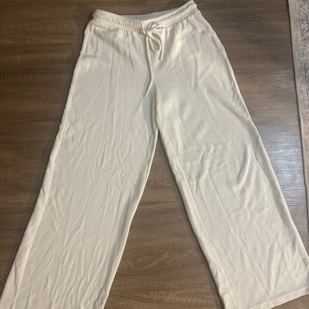 Zara Women’s Sweater Wide-Leg Sweatpants - Cream